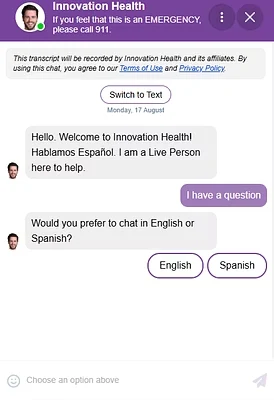 The visitor chooses English or Spanish